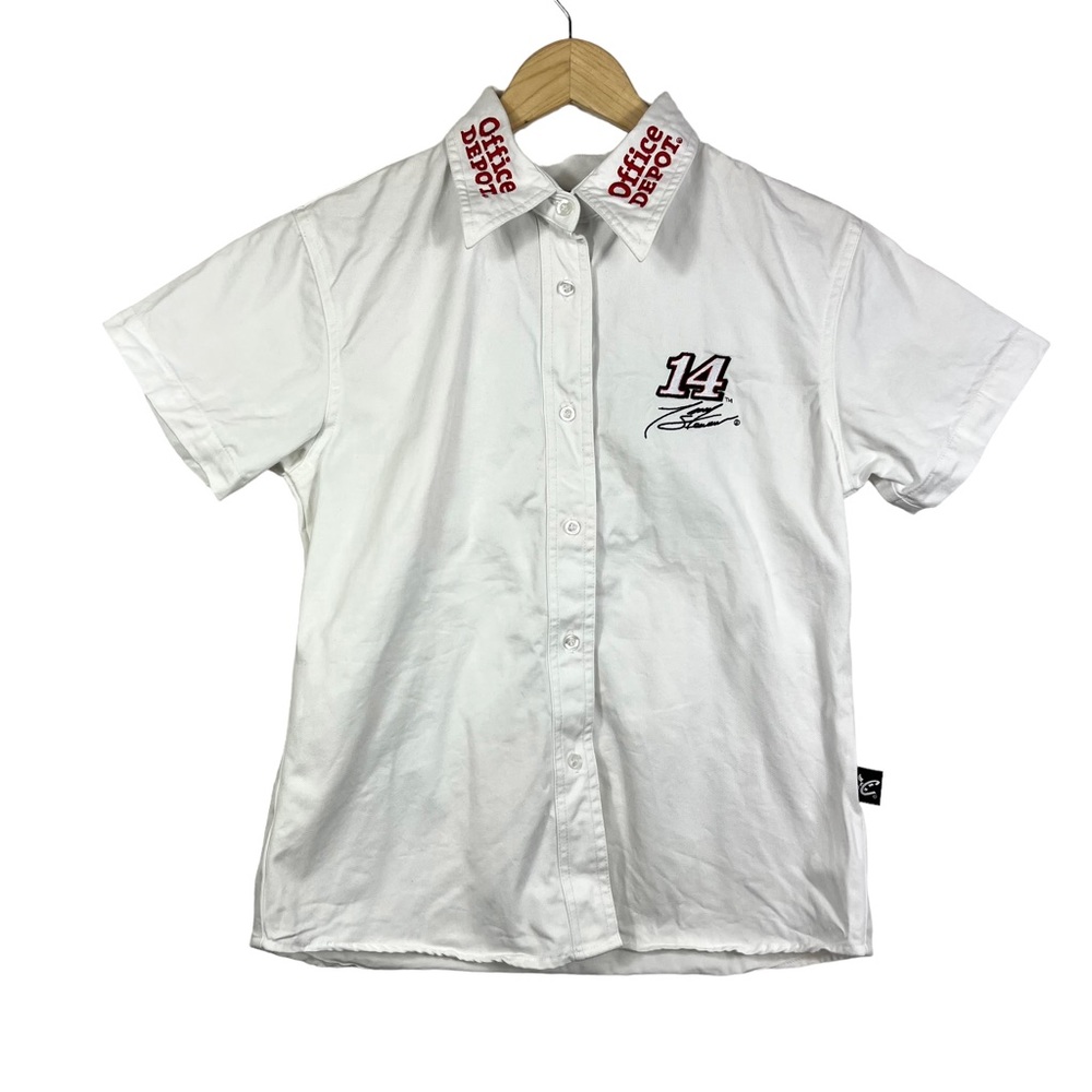 Nascar Chase Authentics #14 Tony Stewart Racing White Button Down Shirt Size M